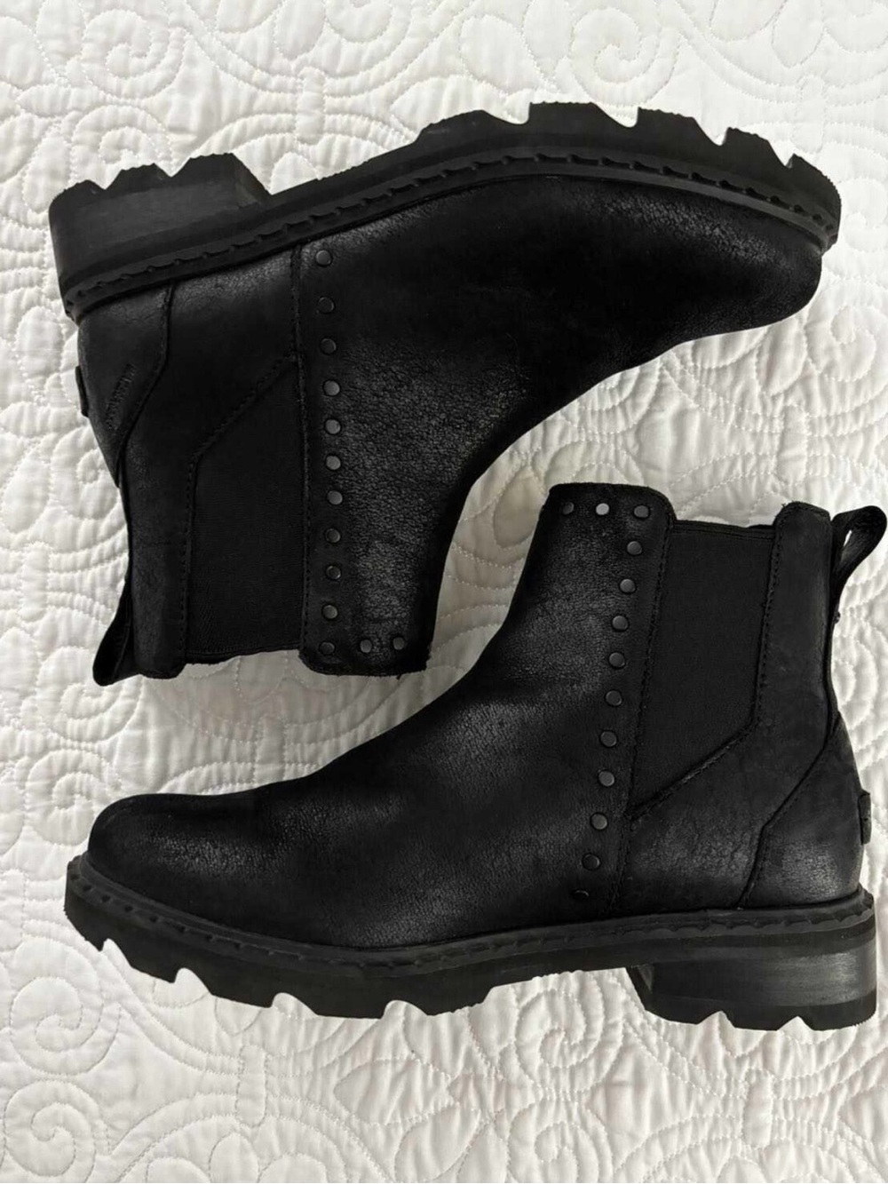 Sorel Black Studded Chelsea Lug Ankle Boots